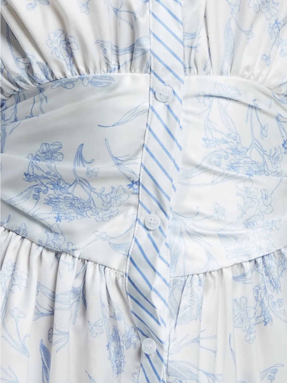 AMABELLA Light Blue & White Floral Puff-Sleeve Mini Dress - Picture 2 of 8